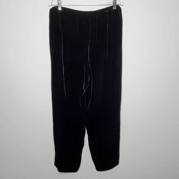 EILEEN FISHER Black Velvet Straight Leg Loungewear Pull On Pants Sz Medium M - Picture 6 of 6
